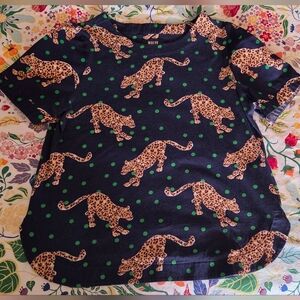 Anthropologie Maeve Animal Print Top with Green Accents